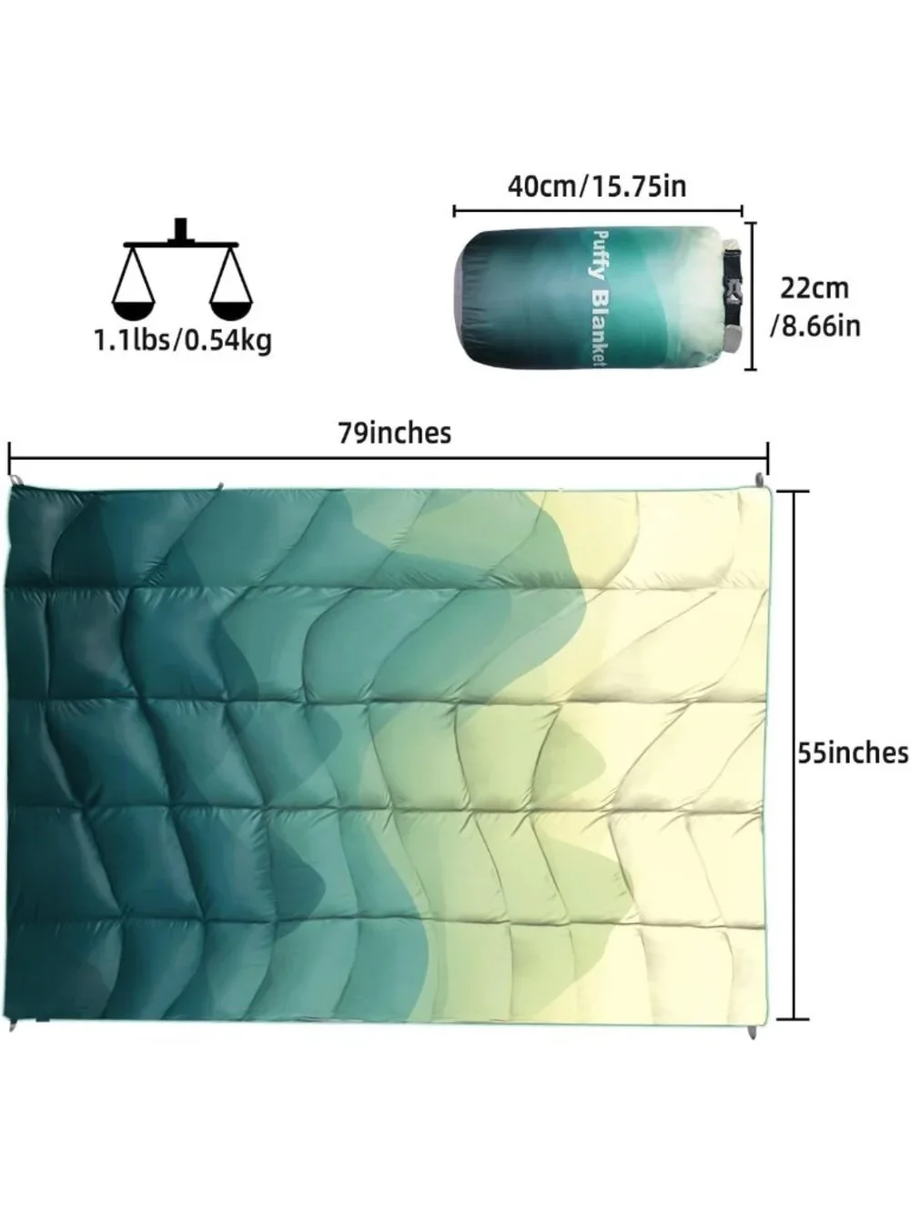 Lightweight Waterproof Camping Blanket, Ultra Warm Down Alternative Quilt for